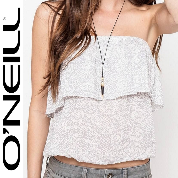 O'Neill Tops - O'Neill Strapless Flutter Blouse/Crop Tube Top